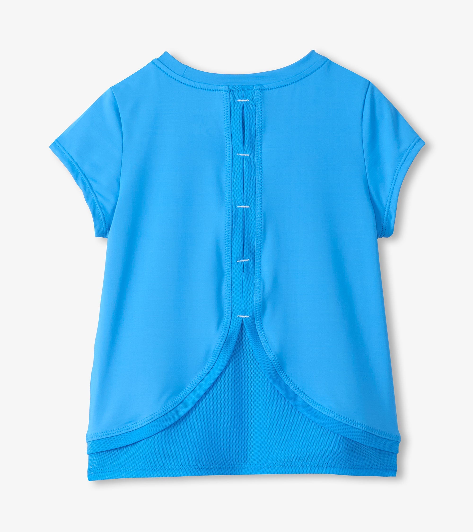 Girls Malibu Blue Mesh Trim T-Shirt