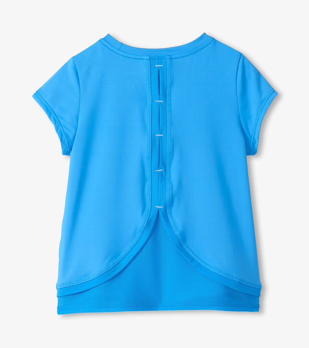 Girls Malibu Blue Mesh Trim T-Shirt