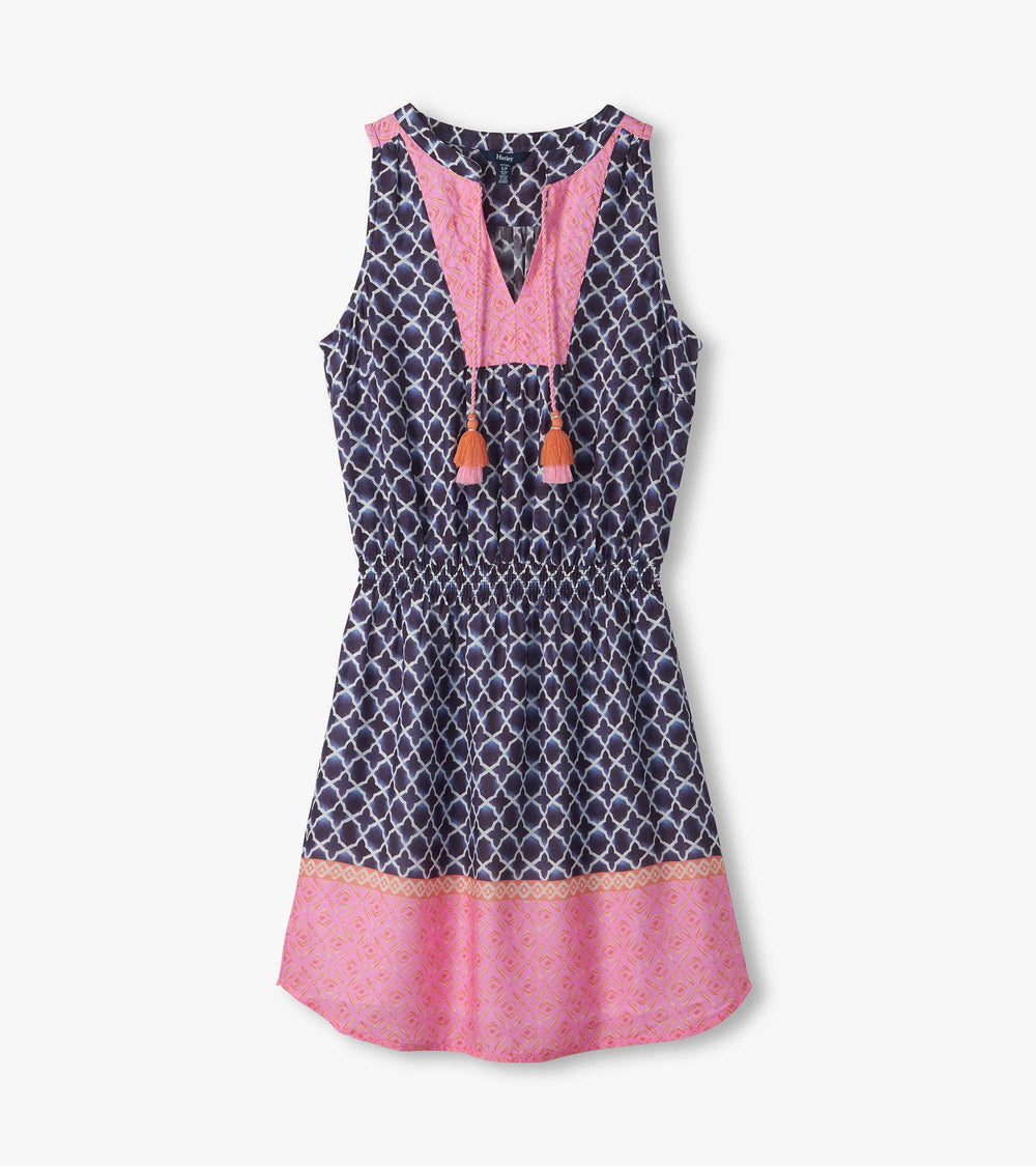 Chloe Dress - Navy Medalion