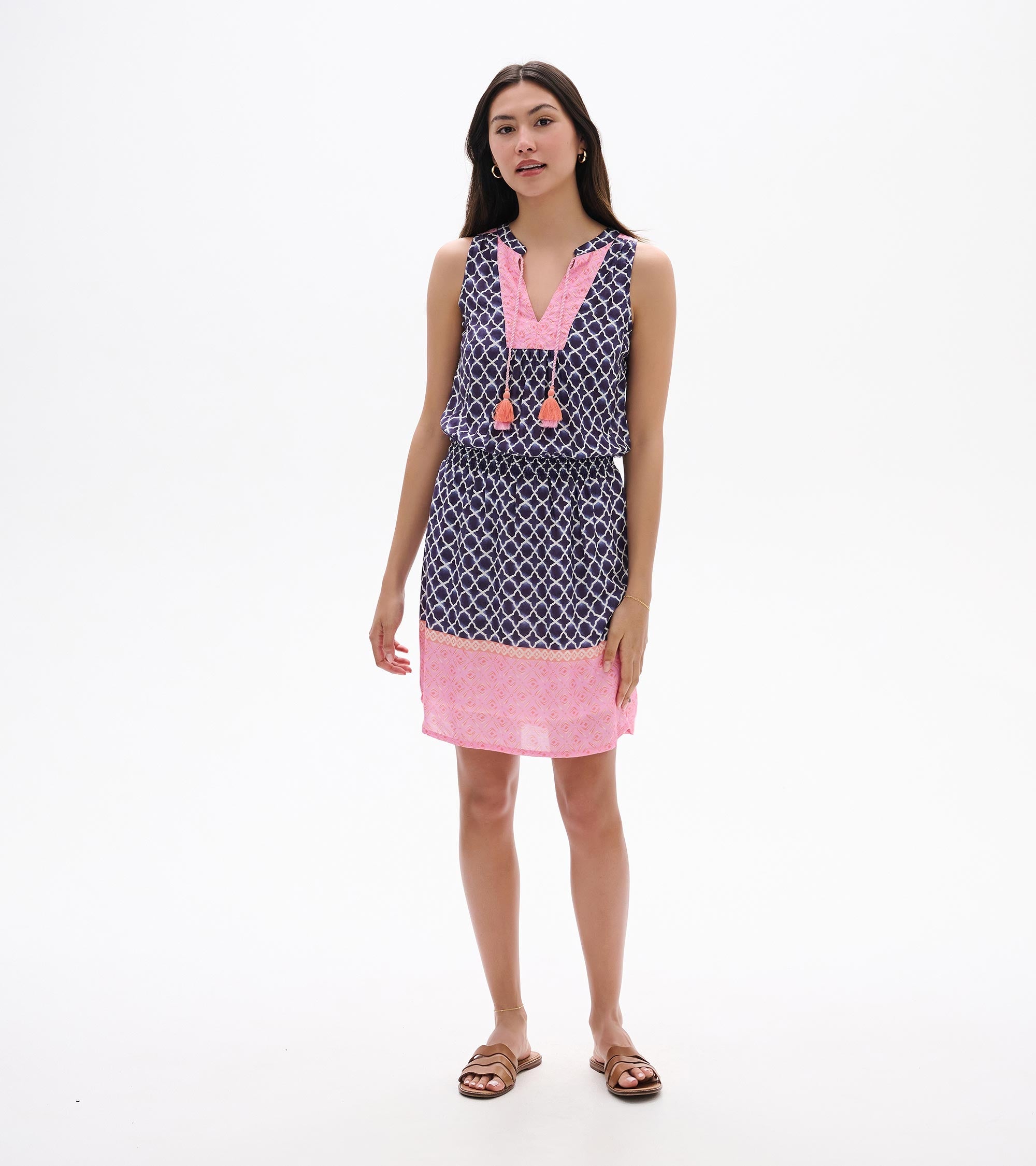 Chloe Dress - Navy Medalion