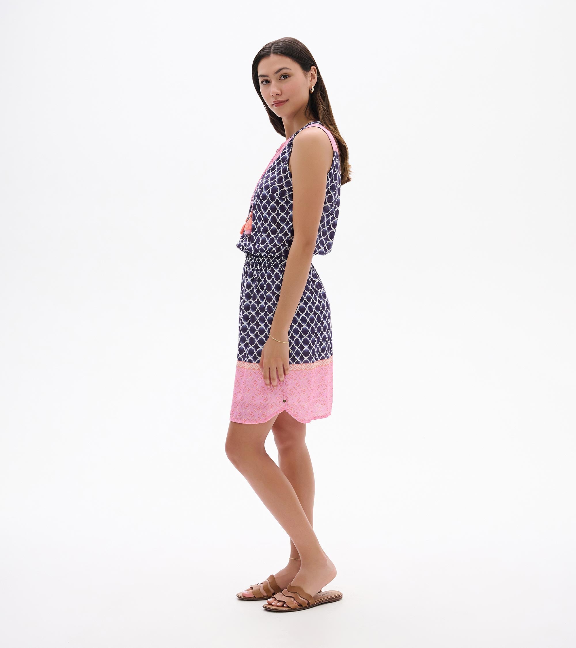 Chloe Dress - Navy Medalion