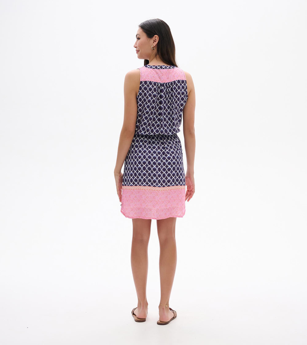 Chloe Dress - Navy Medalion
