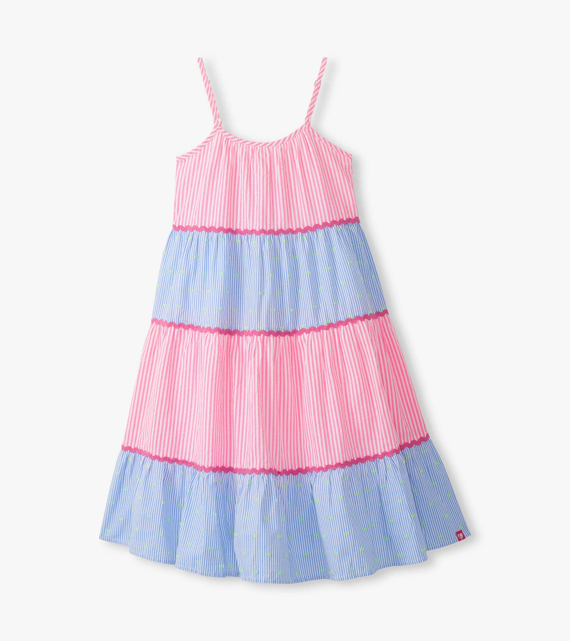 Girls Mixed Seersucker Strappy Midi Dress