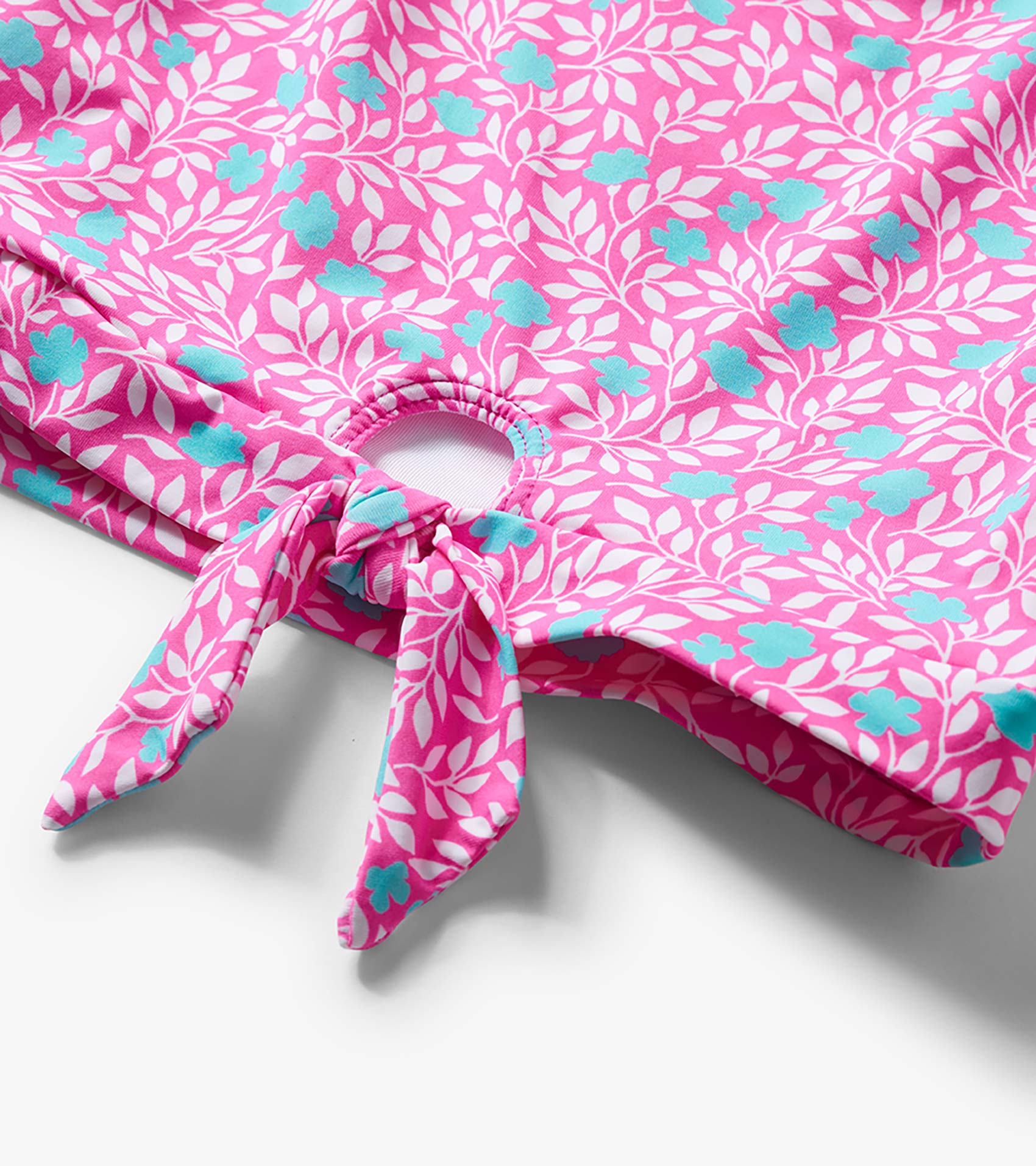 Girls Pink Floral Stripes Tie-Front Two-Piece Swimsuit