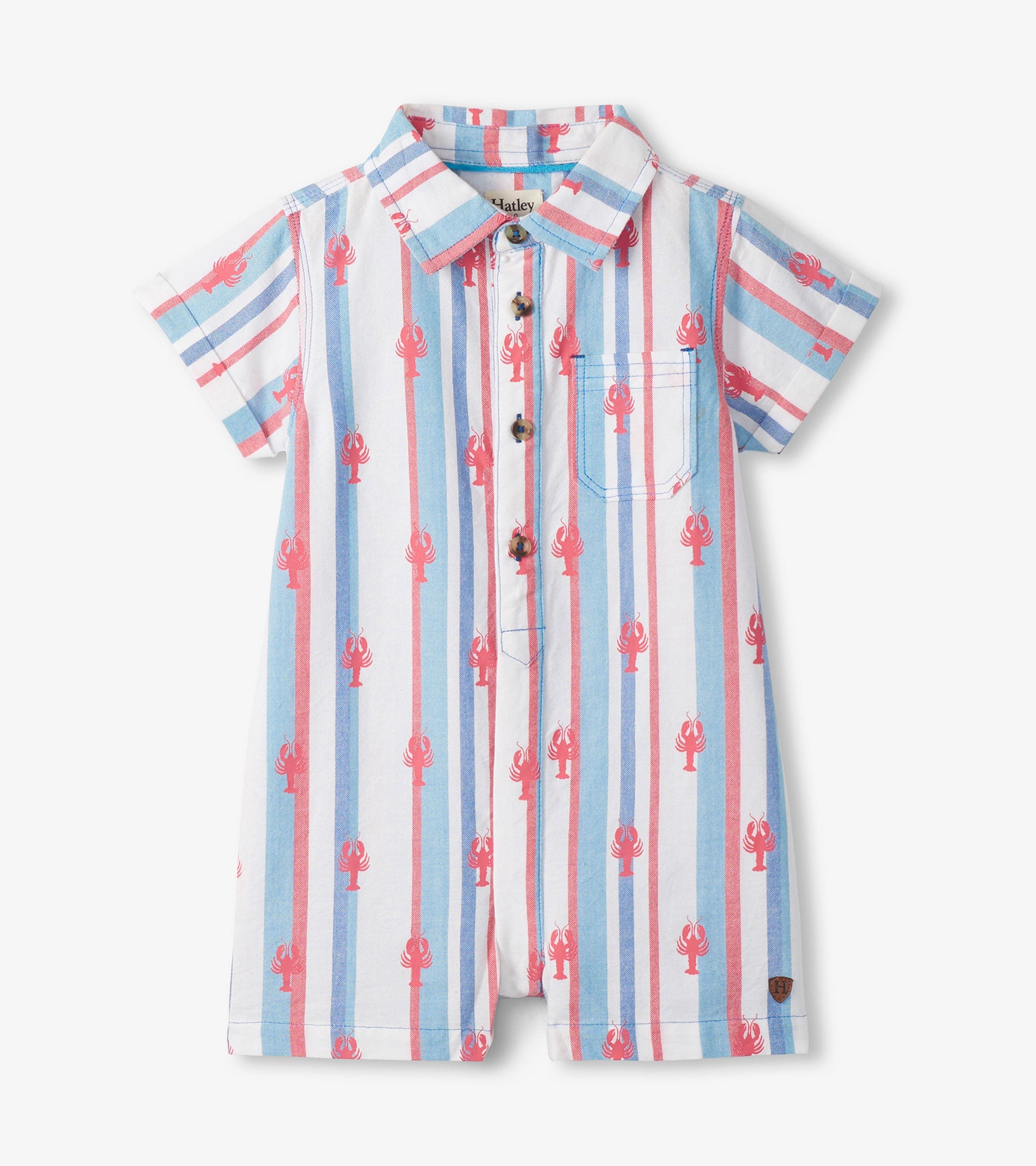 Baby Boys Preppy Lobsters Woven Romper