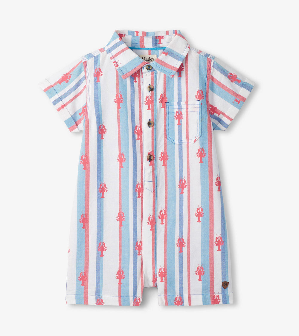 Baby Boys Preppy Lobsters Woven Romper