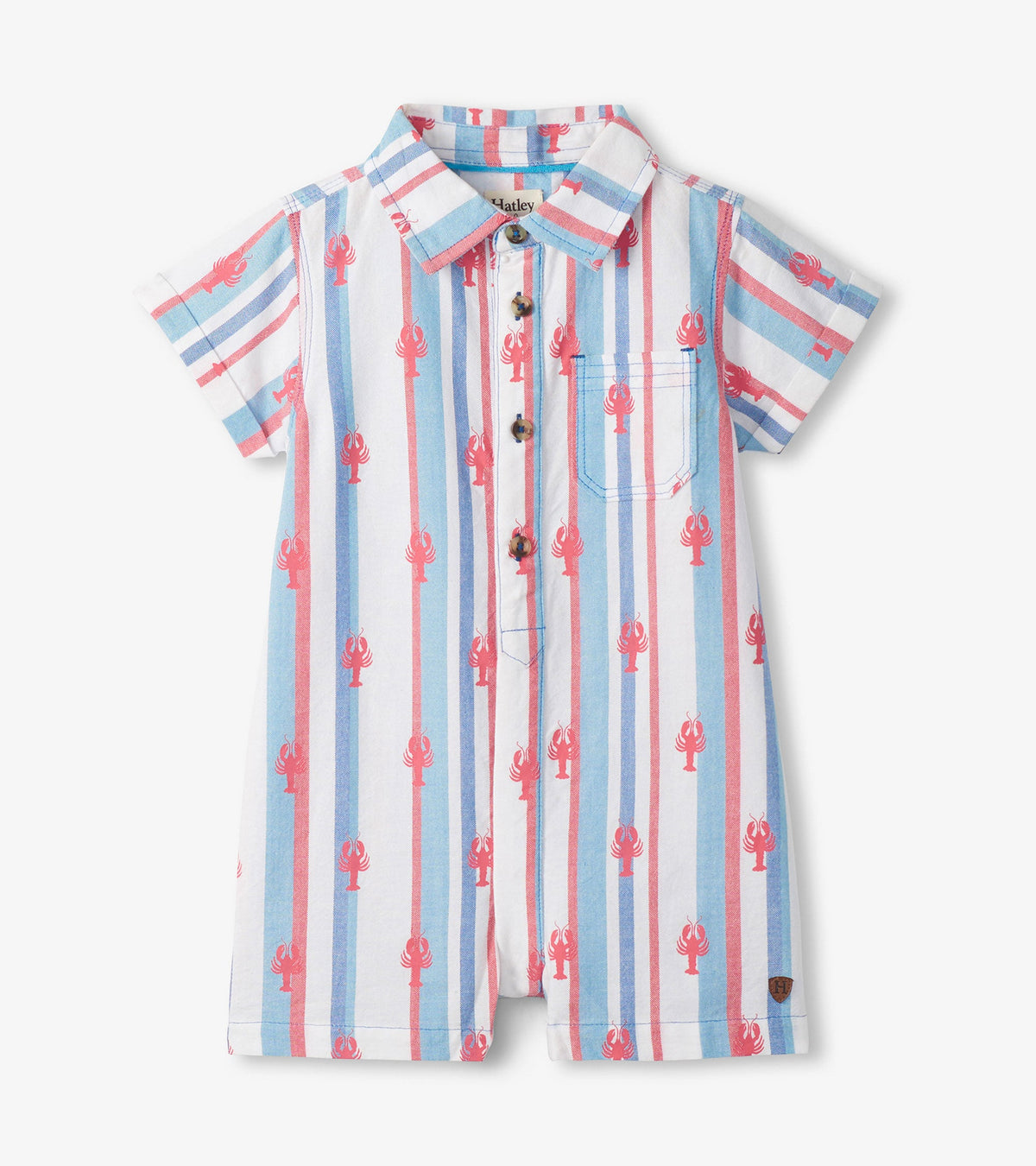 Baby Boys Preppy Lobsters Woven Romper