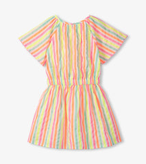 Girls Neon Summer Stripes Woven Play Dress