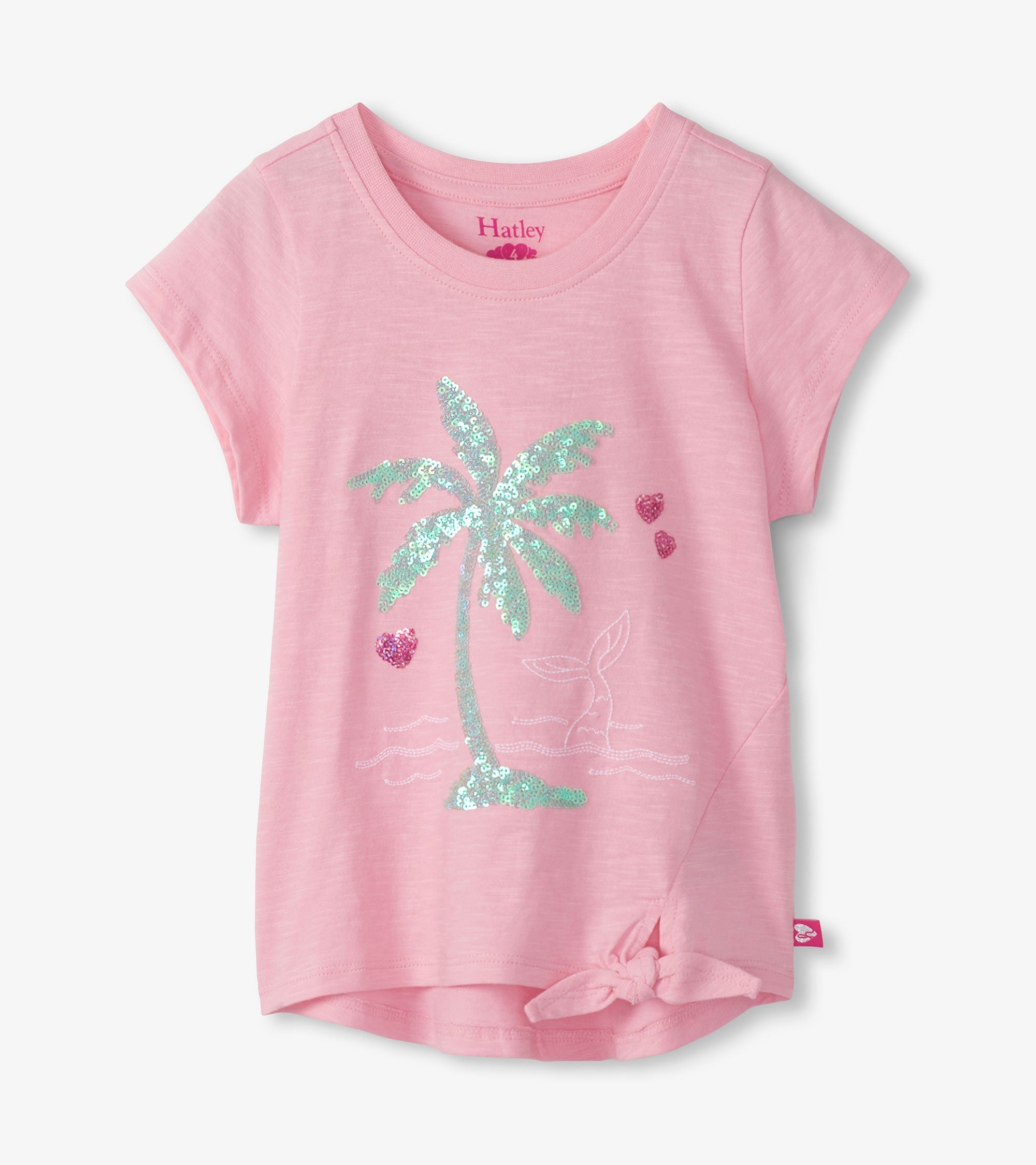 Girls Summer Palm Tie Front T-Shirt