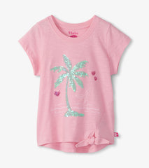 Girls Summer Palm Tie Front T-Shirt