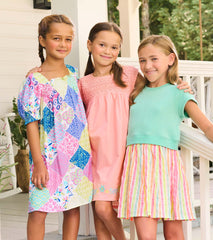 Girls Neon Summer Mixed Fabric Dress