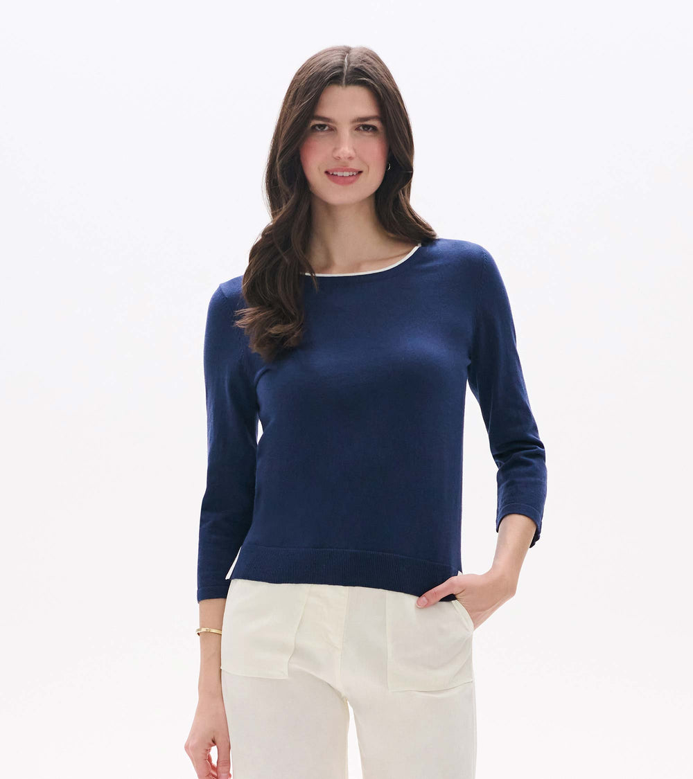 3/4 Sleeve Knit Top - Patriot Blue