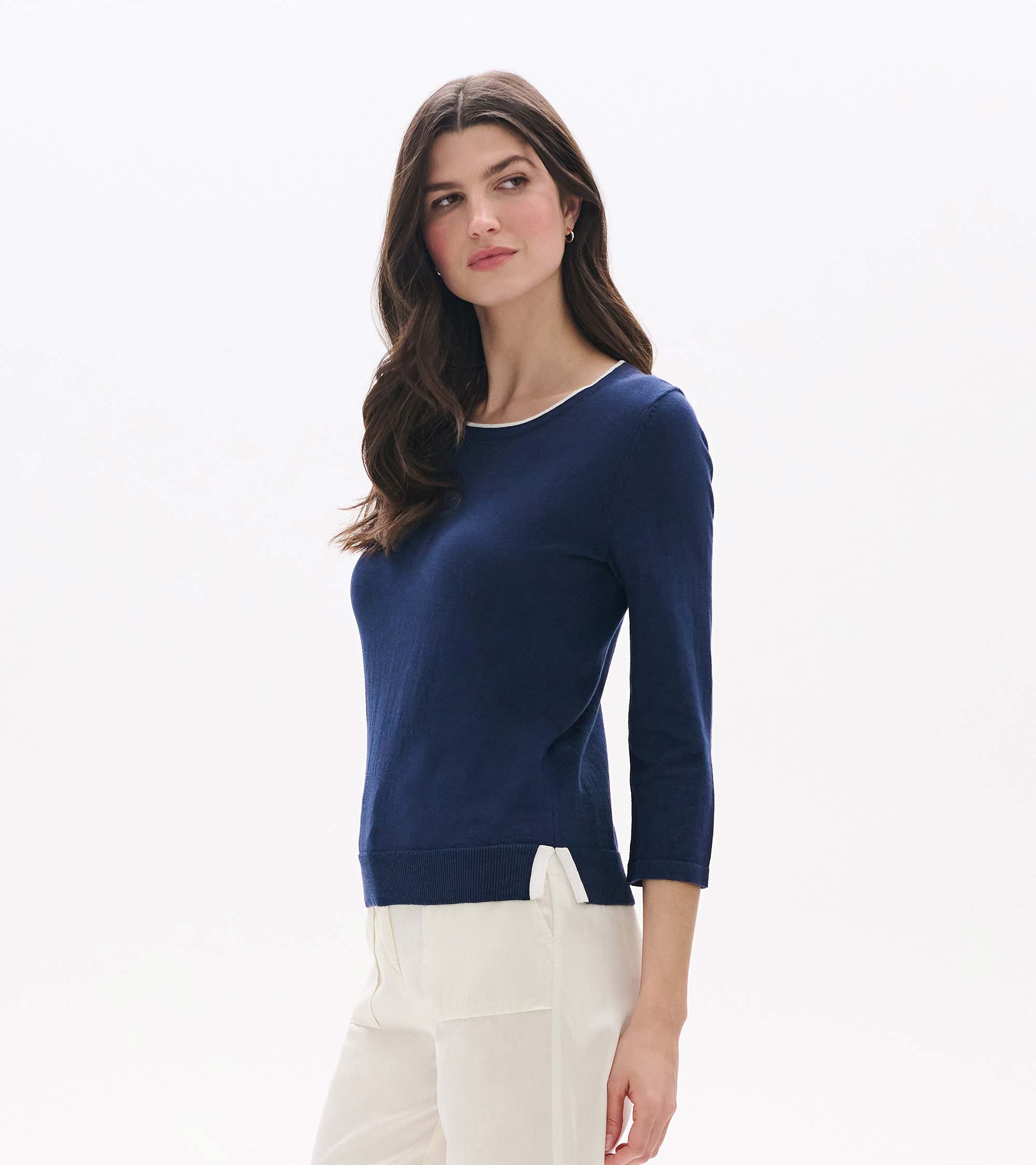 3/4 Sleeve Knit Top - Patriot Blue