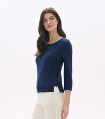 3/4 Sleeve Knit Top - Patriot Blue