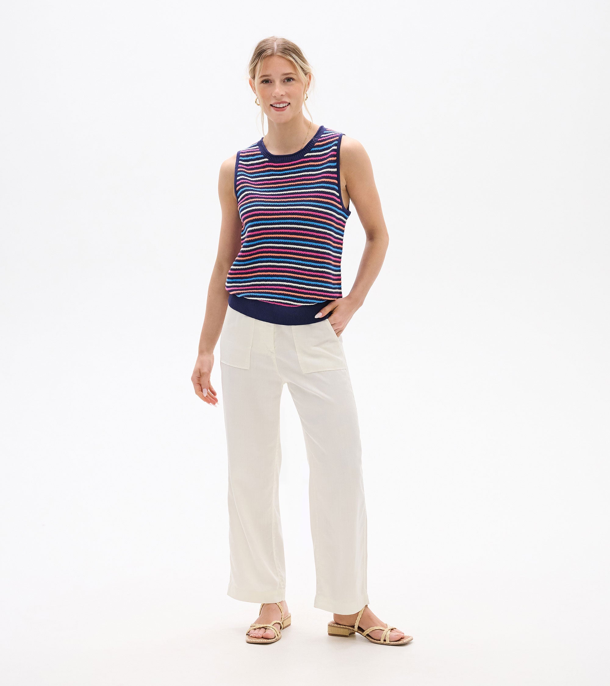 Kate Sleeveless Tank - Sorbet Stripes