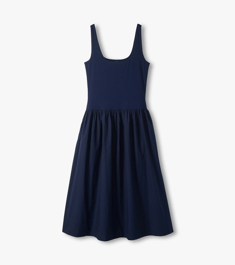 Mix Media Midi Dress - Patriot Blue