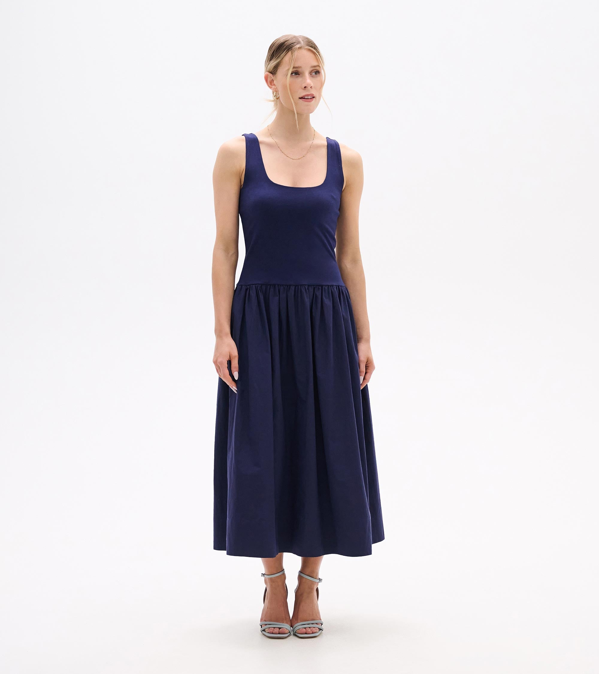 Mix Media Midi Dress - Patriot Blue