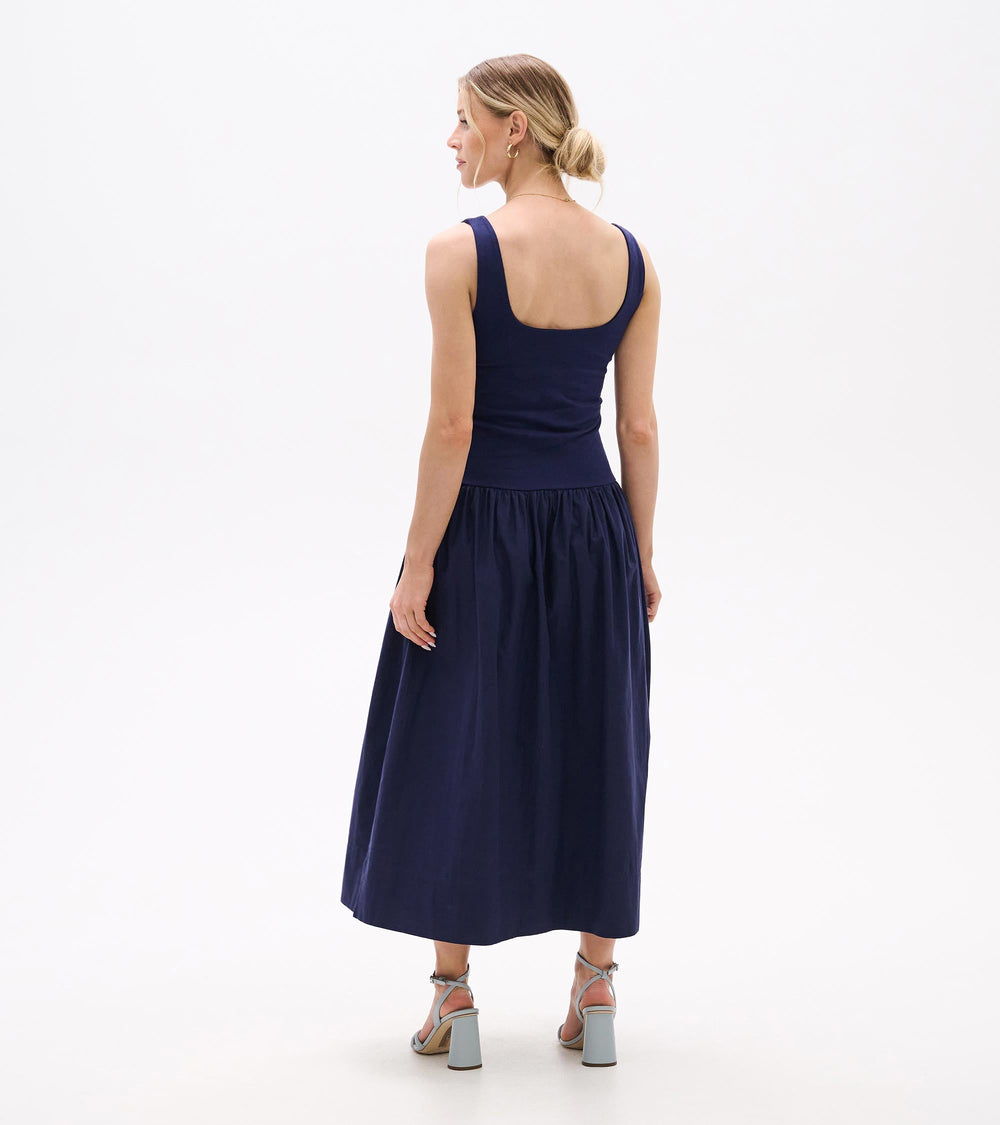 Mix Media Midi Dress - Patriot Blue