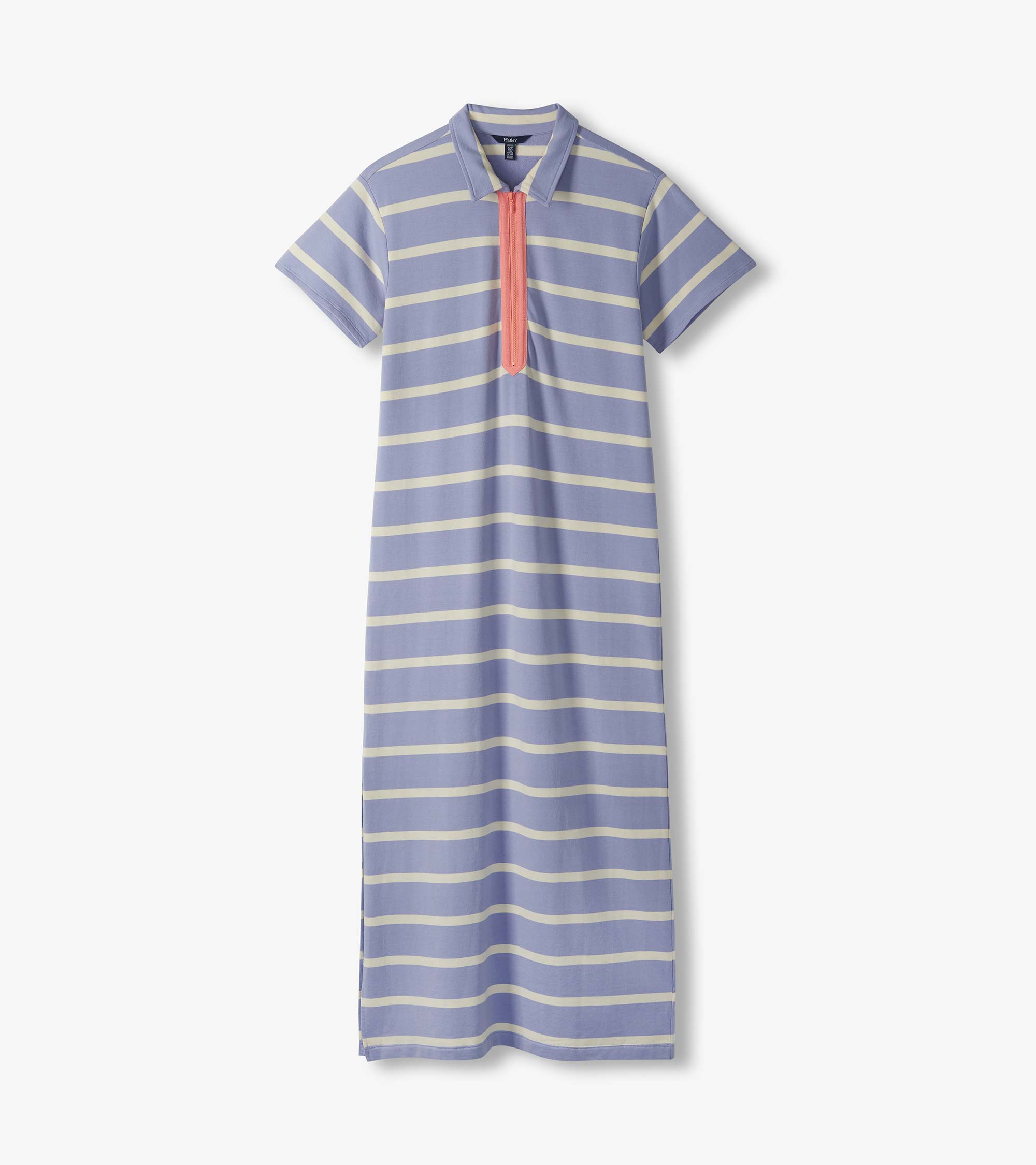 Contrast Zip Maxi Dress - Pale Iris Stripes