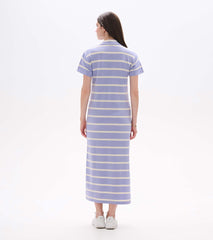 Contrast Zip Maxi Dress - Pale Iris Stripes