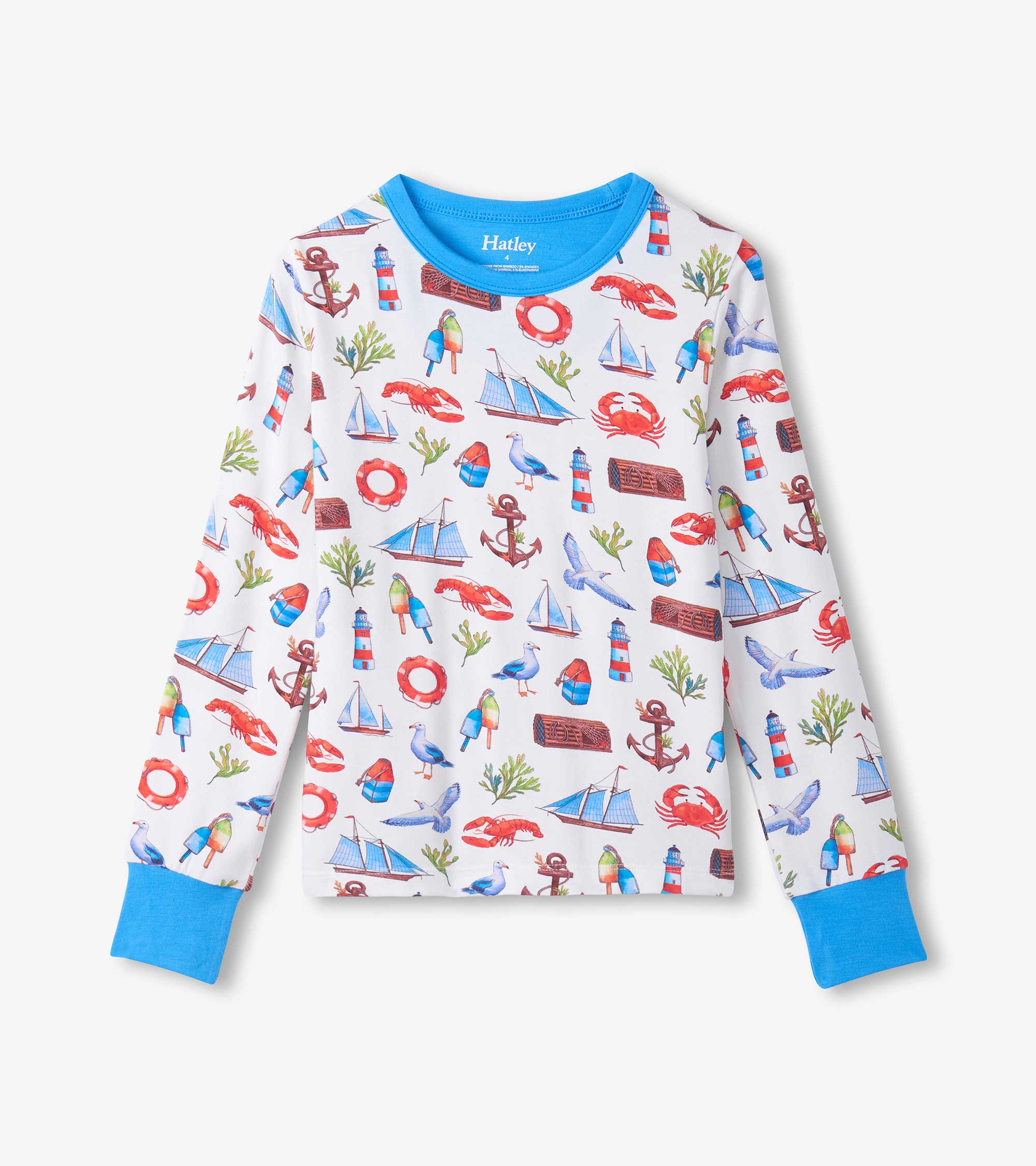 Boys Painted Seascape Bamboo Pajama Set