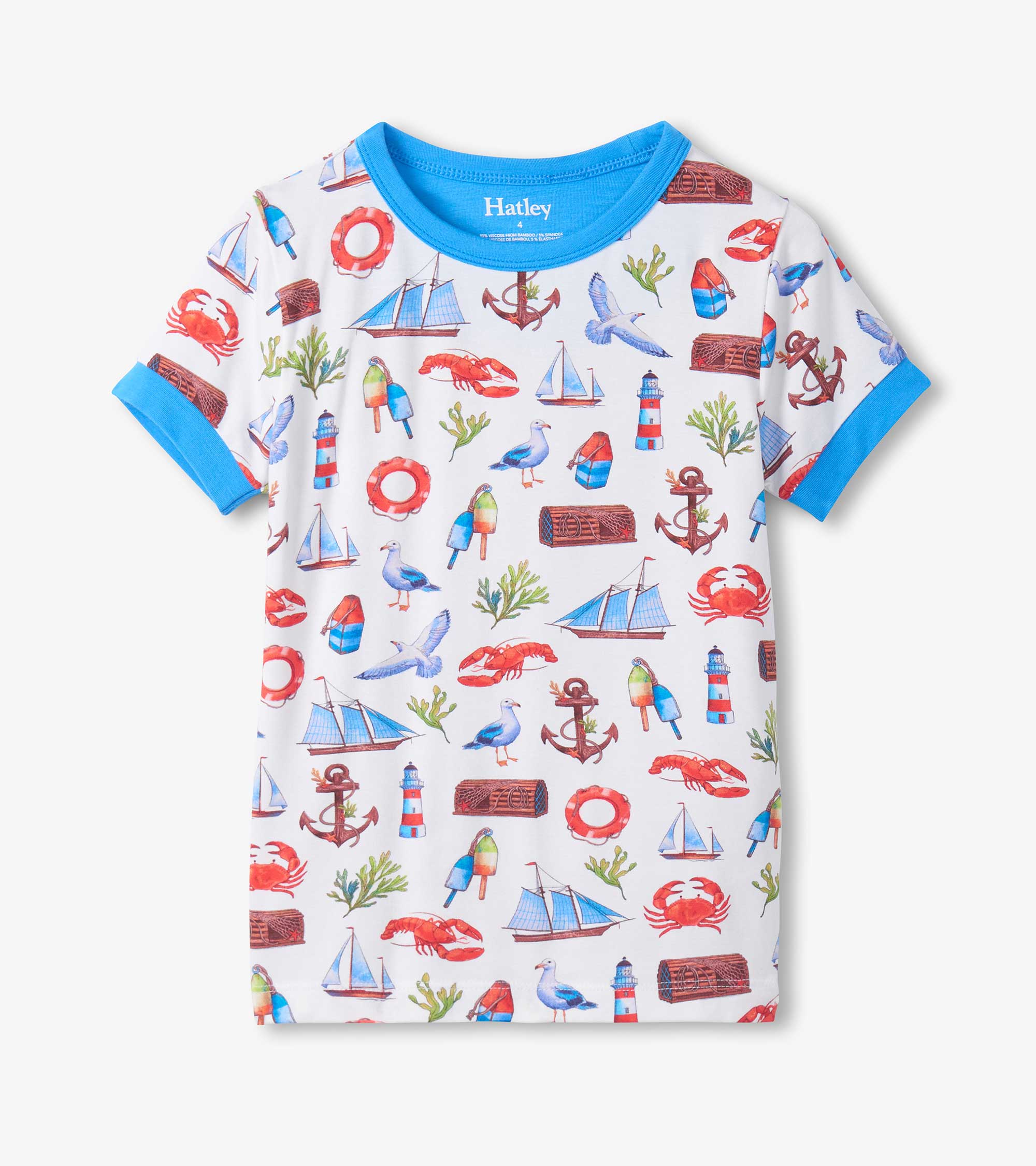 Boys Painted Seascape Bamboo Short Pajama Set