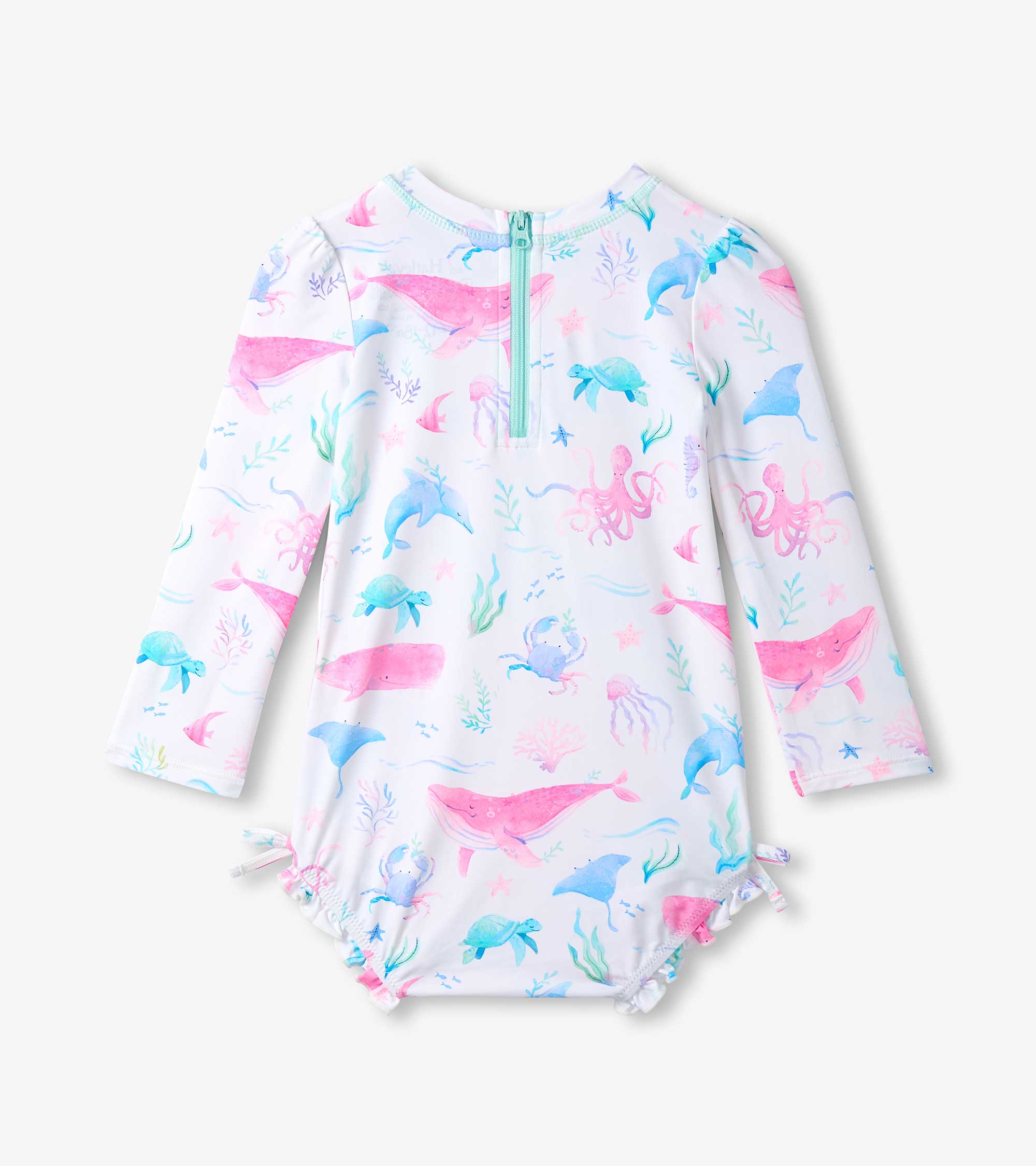Baby Girls Painted Sealife One-Piece Rashguard Swimsuit