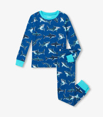 Boys Patterned Sharks Cotton Pajama Set