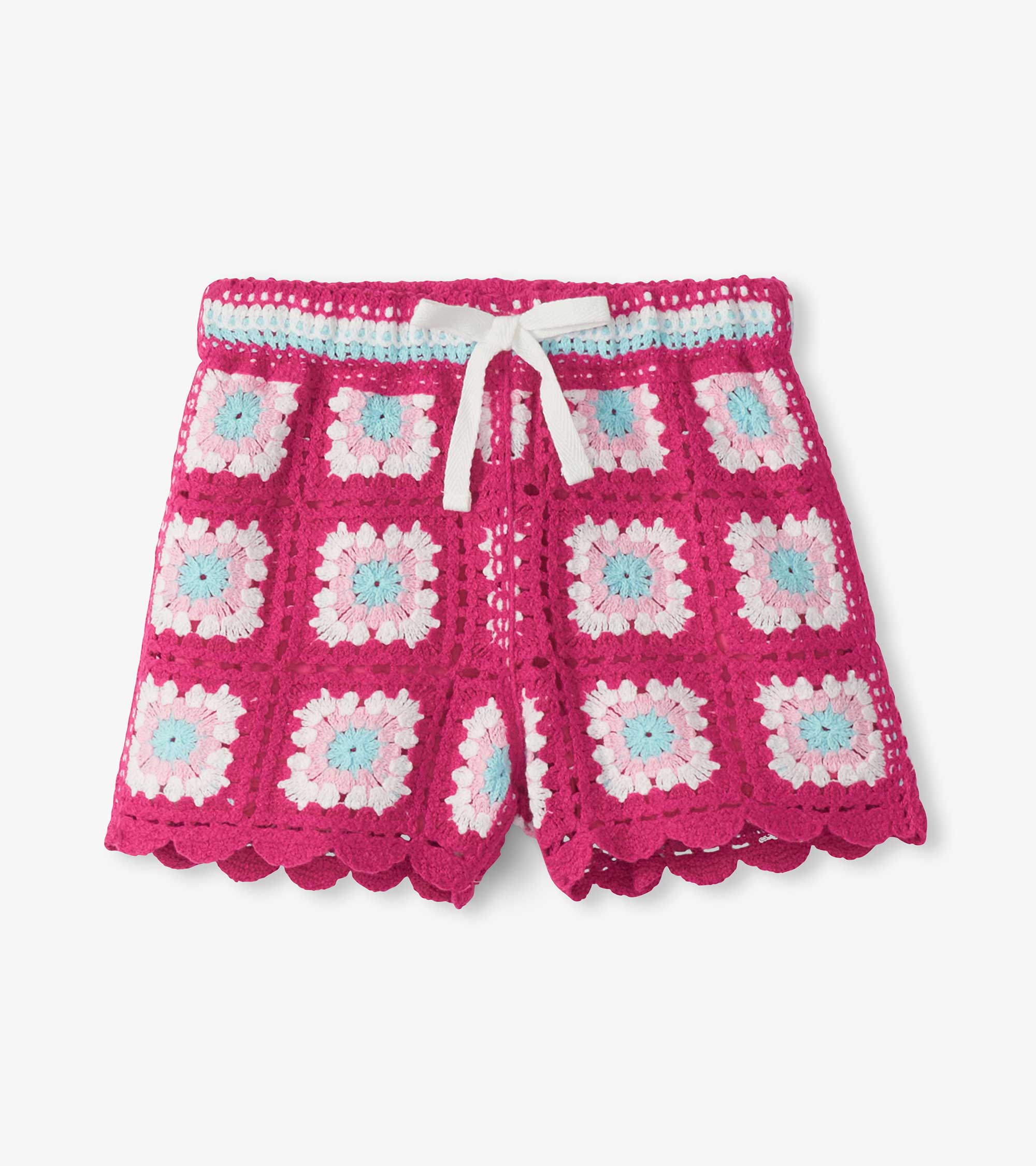 Girls Raspberry Rose Crochet Shorts