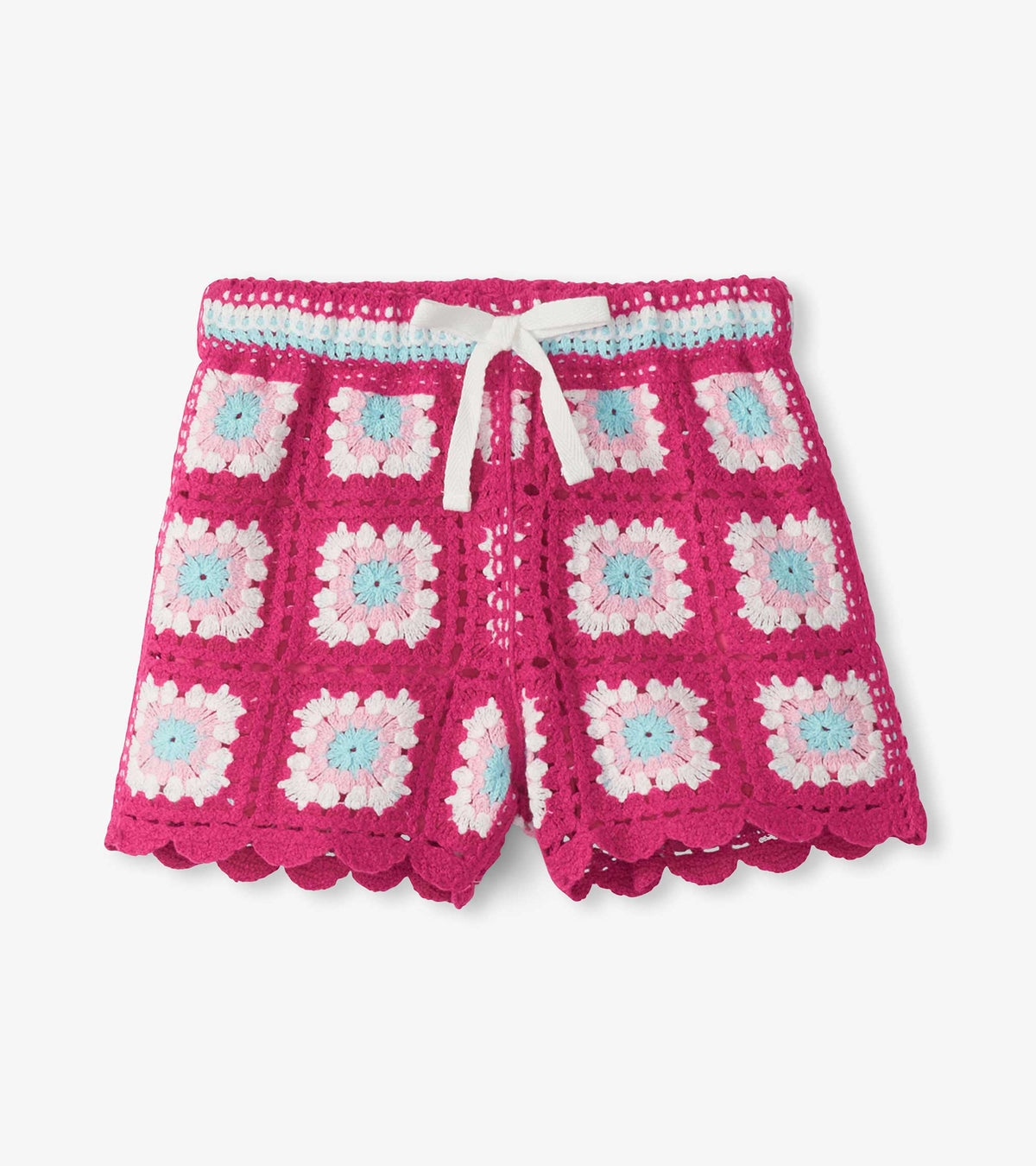 Girls Raspberry Rose Crochet Shorts