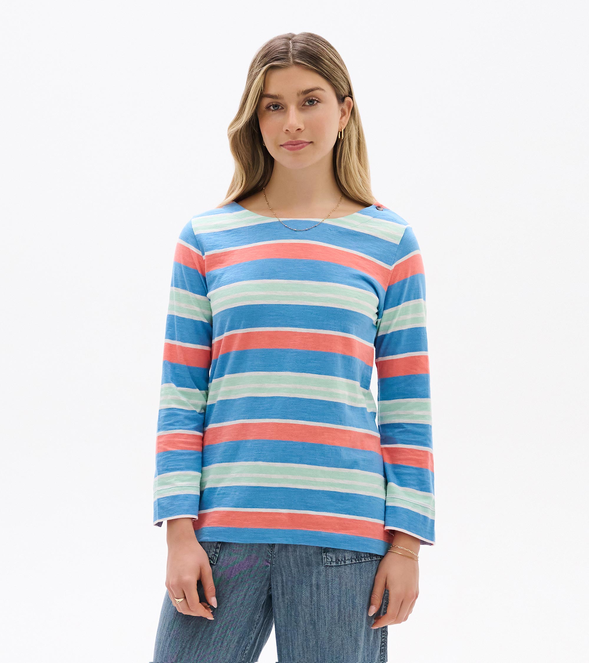 Button Breton - Azure Stripes