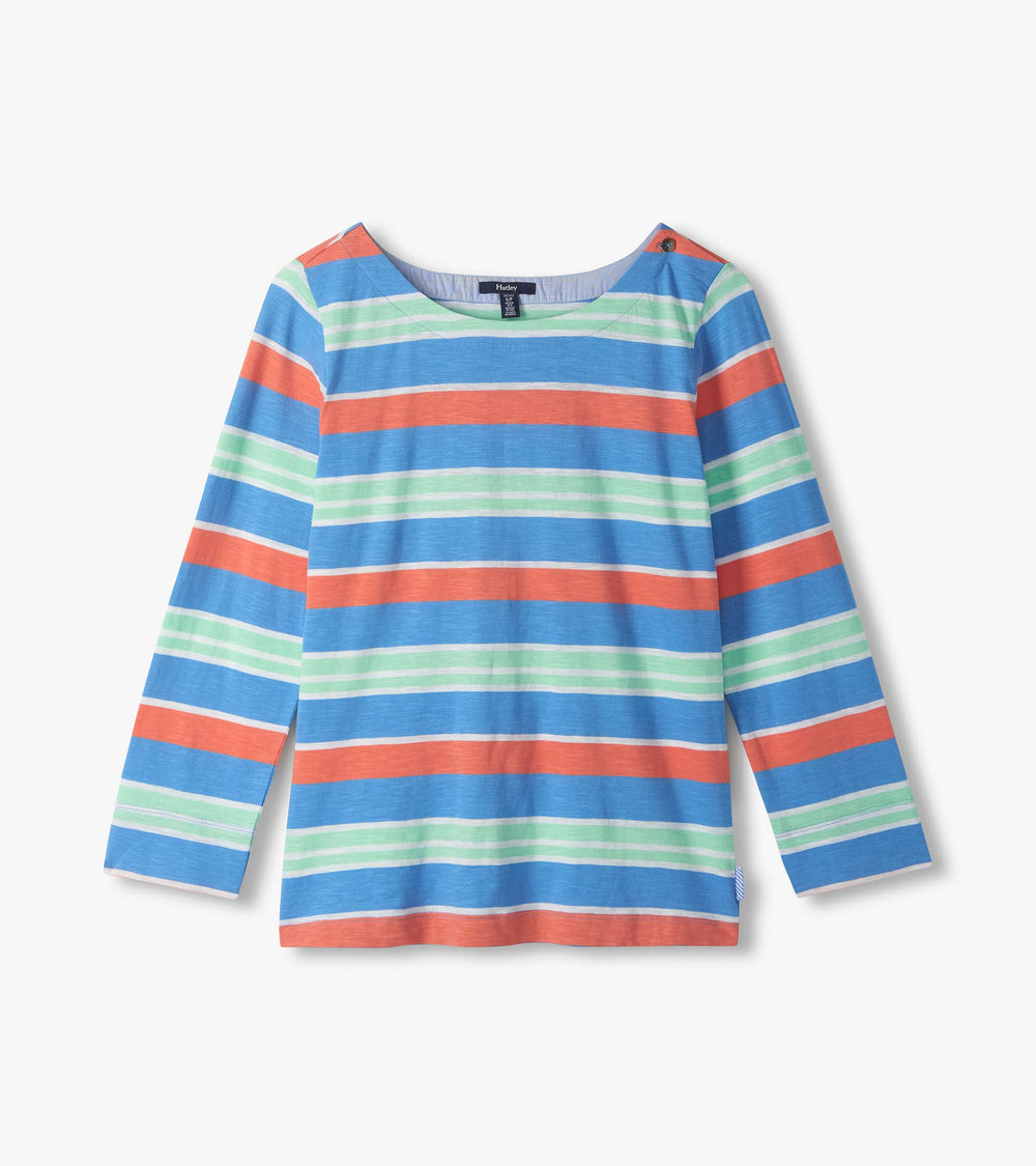Button Breton - Azure Stripes