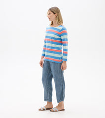 Button Breton - Azure Stripes