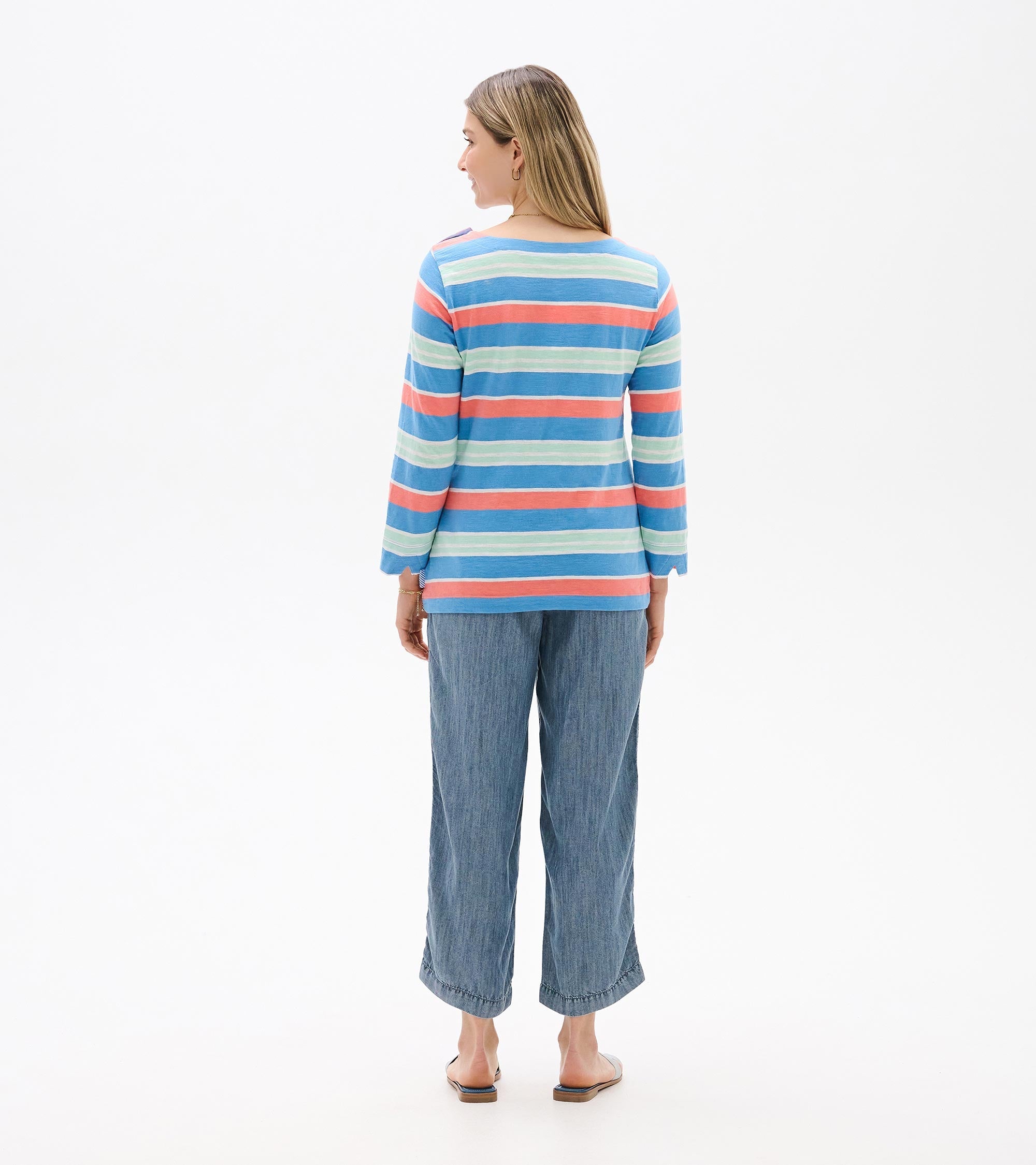 Button Breton - Azure Stripes