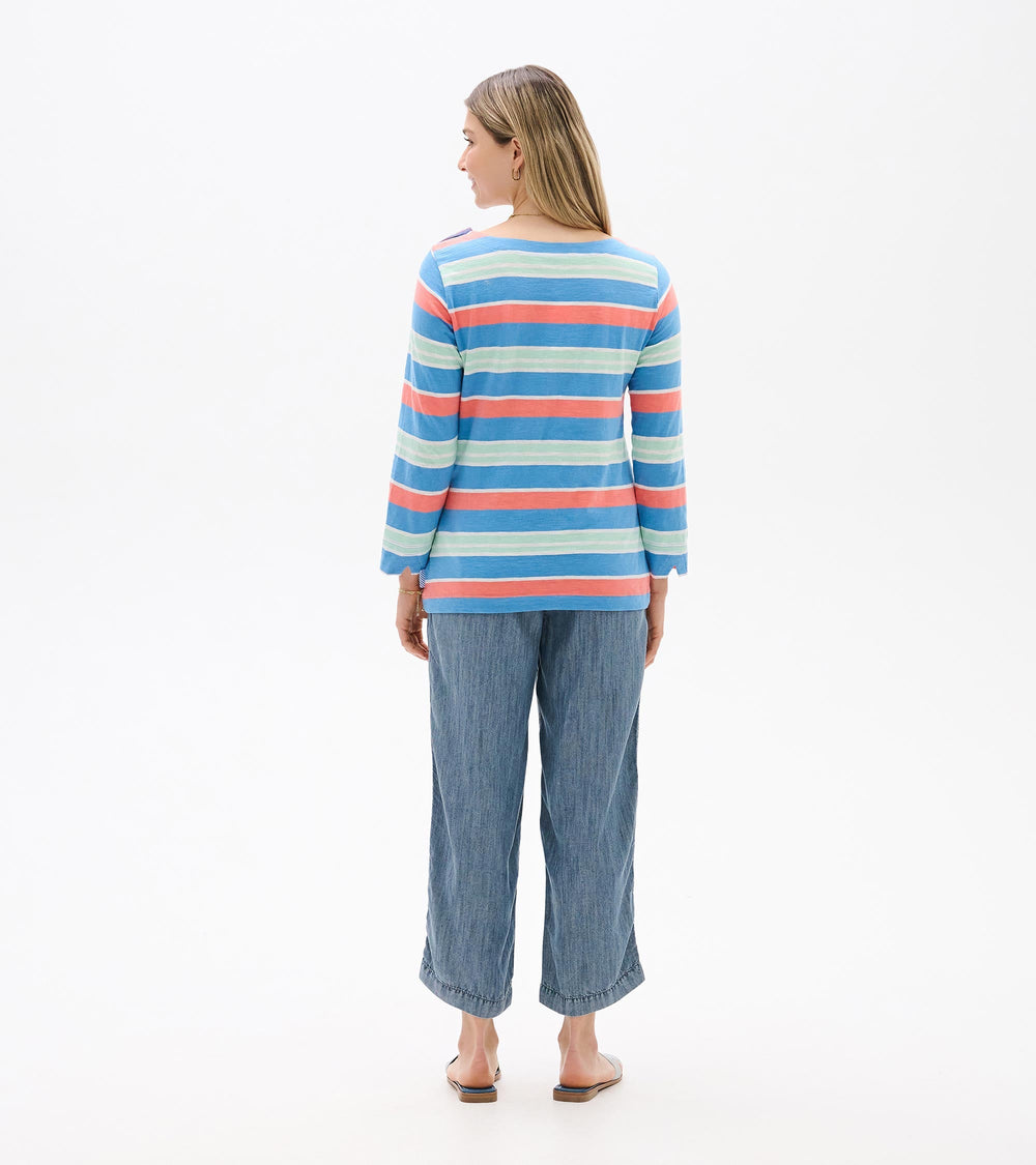 Button Breton - Azure Stripes