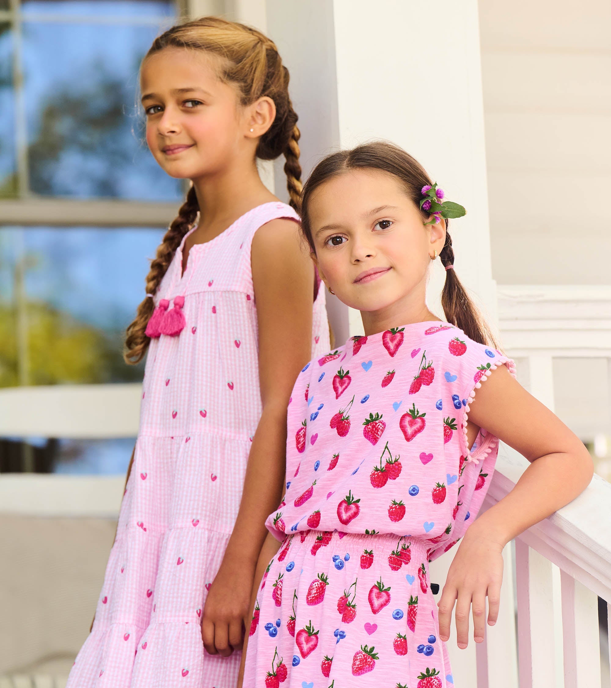 Girls Summer Berries Smocked Waist Dress