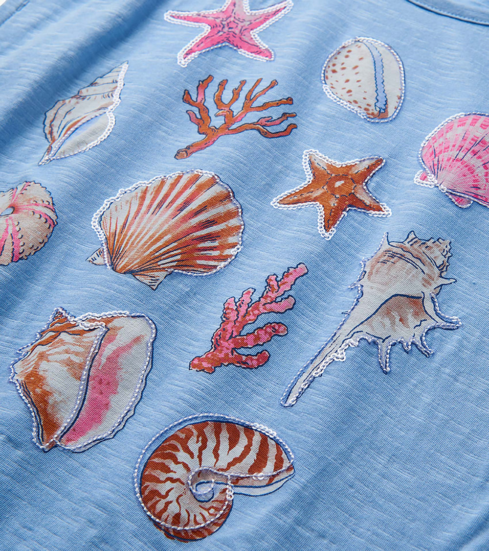 Girls Sea Shell Cinched Shoulder Top