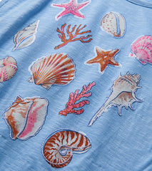 Girls Sea Shell Cinched Shoulder Top