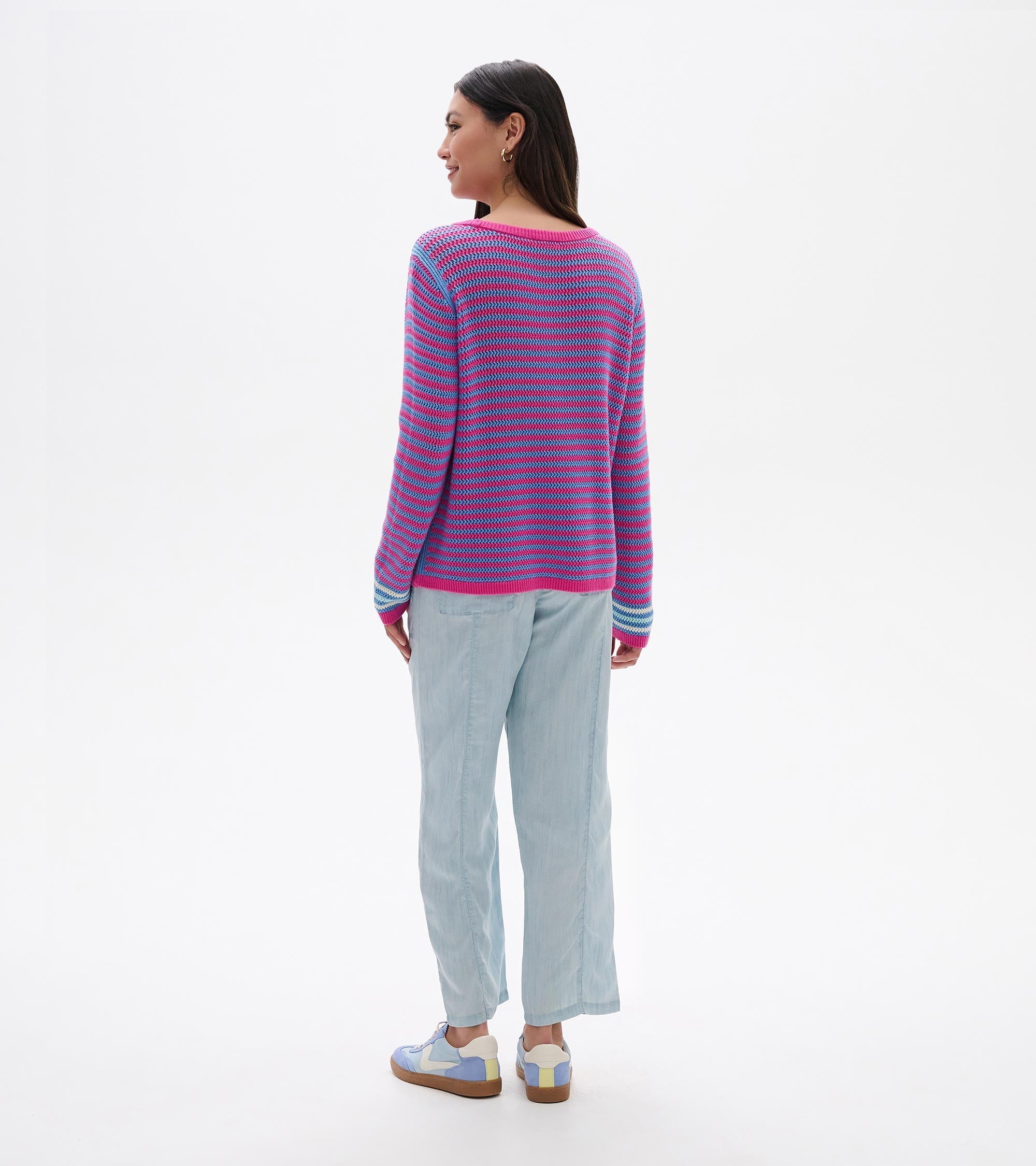 Pointelle Stripe Sweater - South East Summer