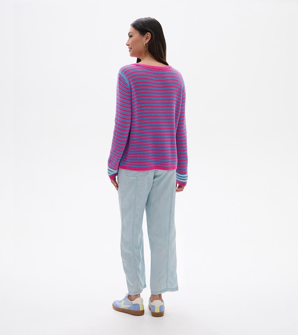 Pointelle Stripe Sweater - South East Summer