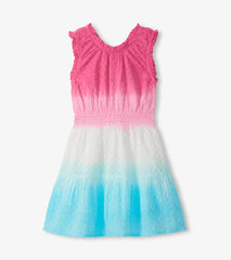 Girls Summer Garden Dip Dye Gathered Dress