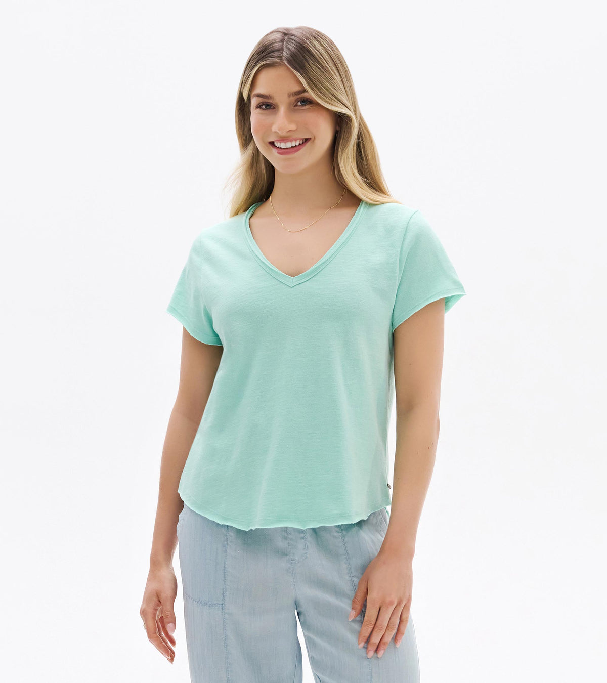 Sadie V-Neck Tee - Sea Glass