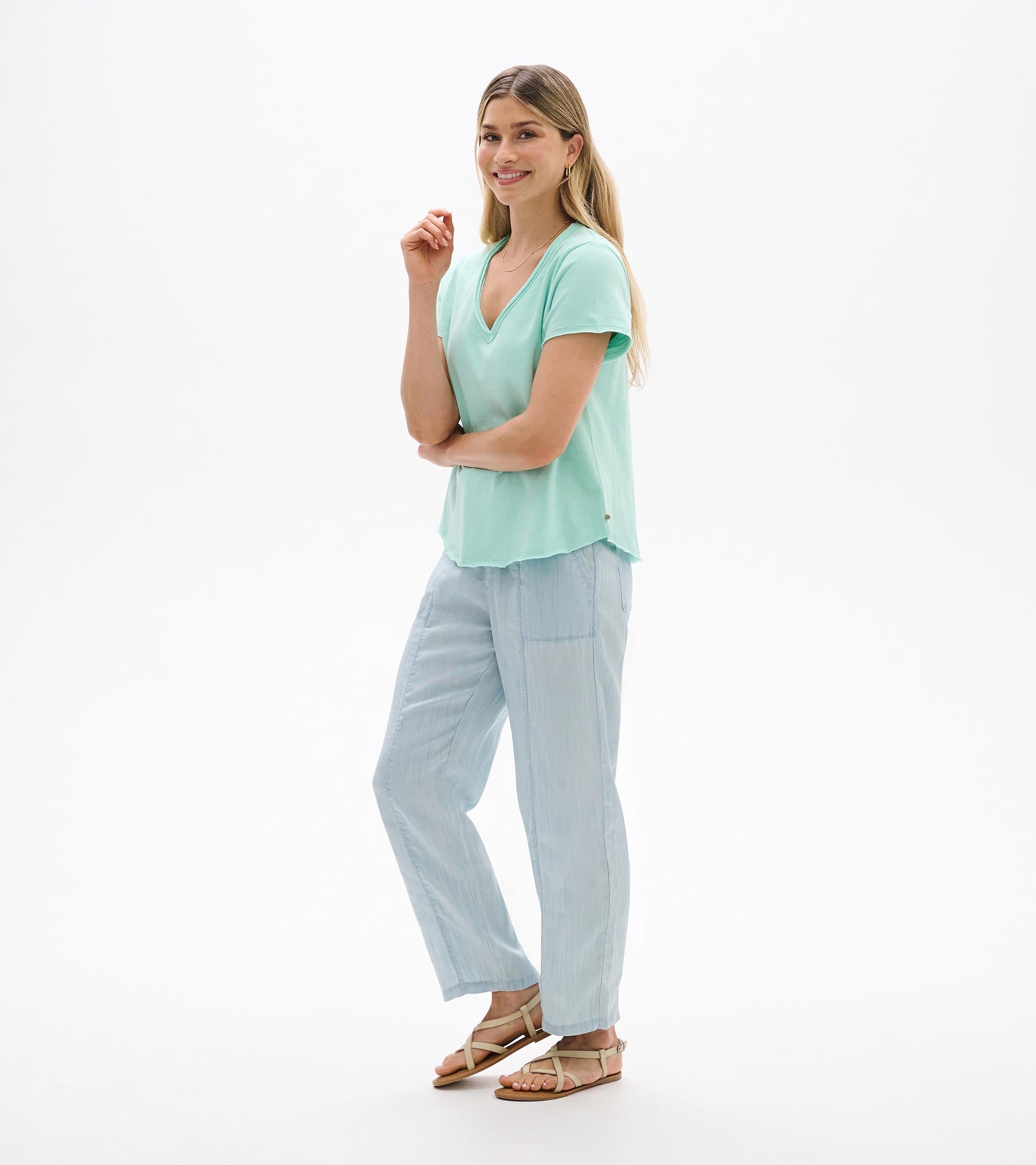 Sadie V-Neck Tee - Sea Glass