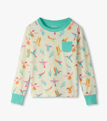 Girls Springtime Hummingbirds Bamboo Pajama Set