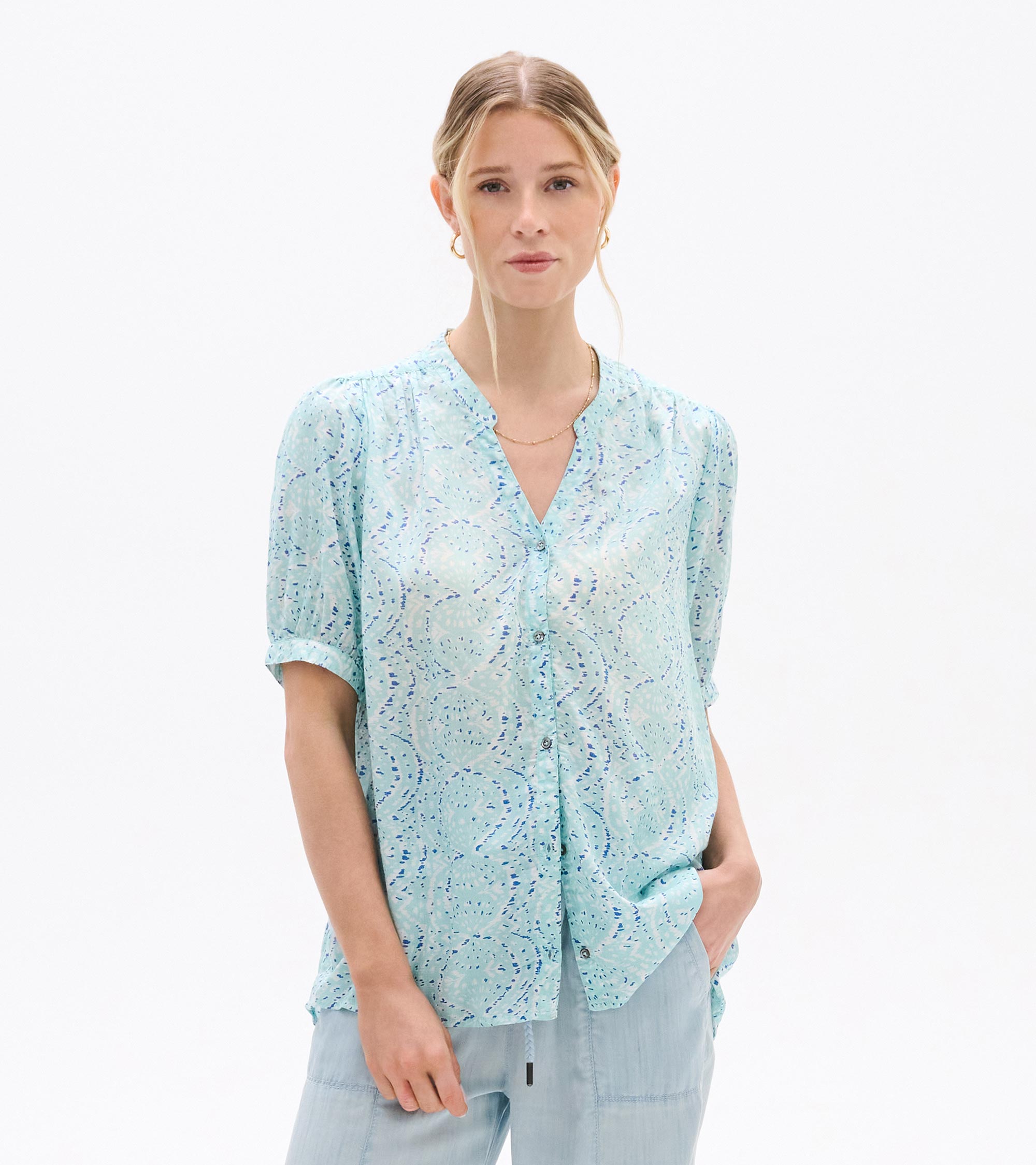 Ivy Blouse - Beach Glass Ikat