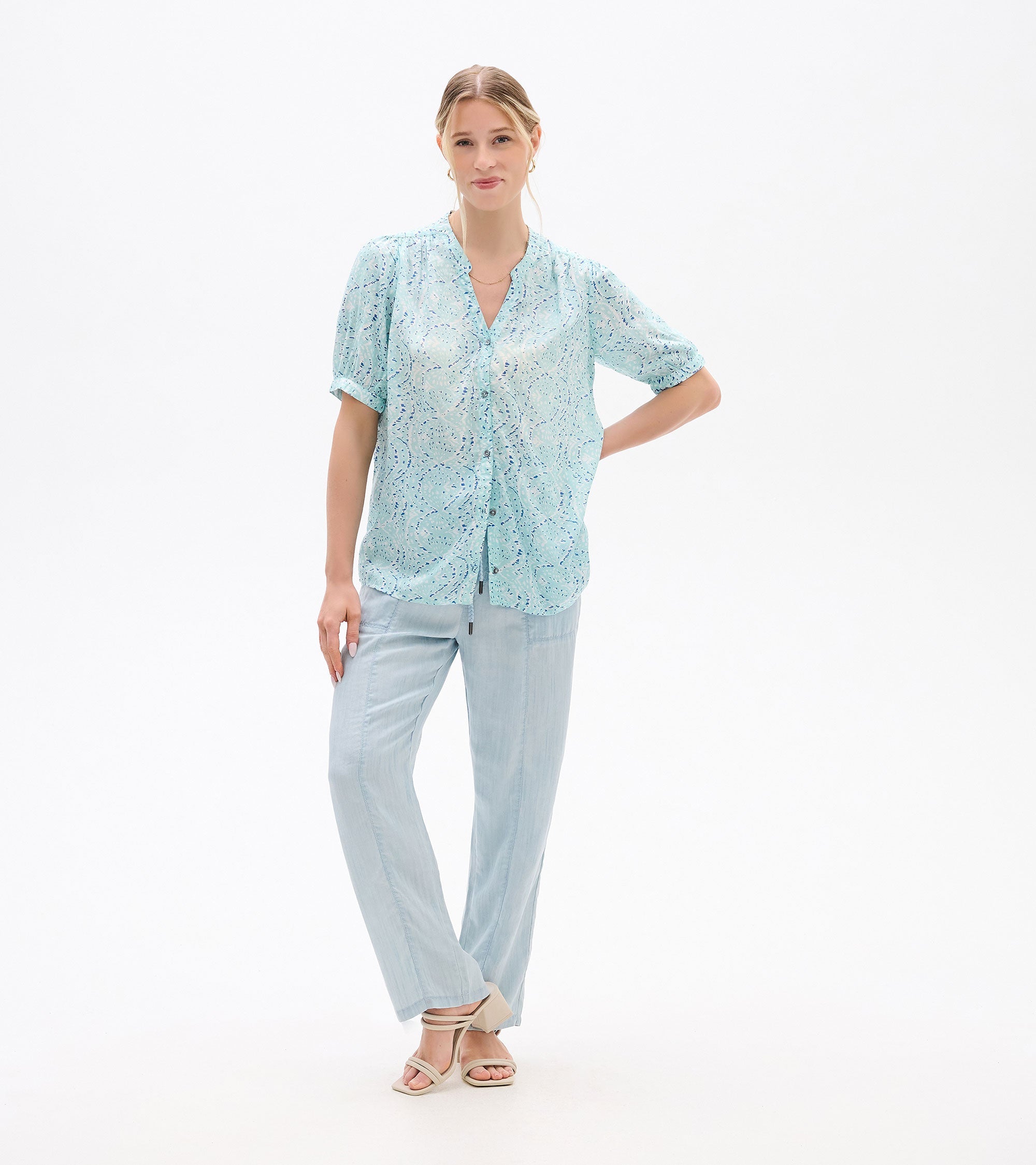 Ivy Blouse - Beach Glass Ikat