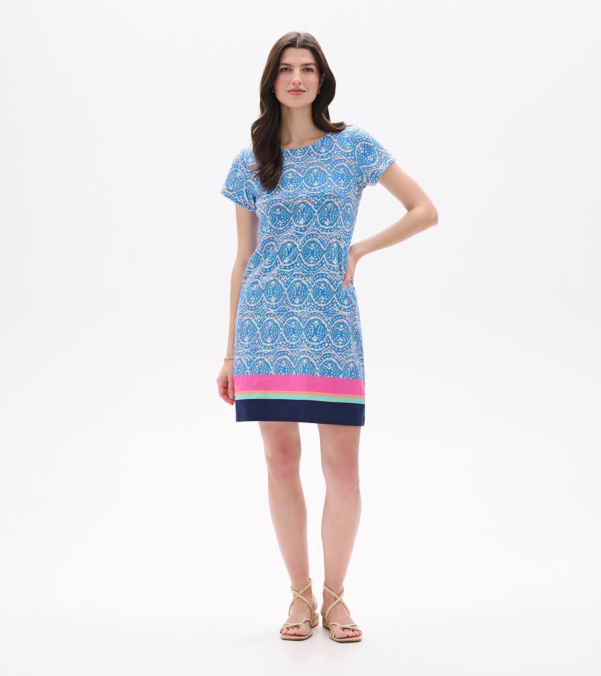 Zip-Back Tee Dress - Soft Ikat