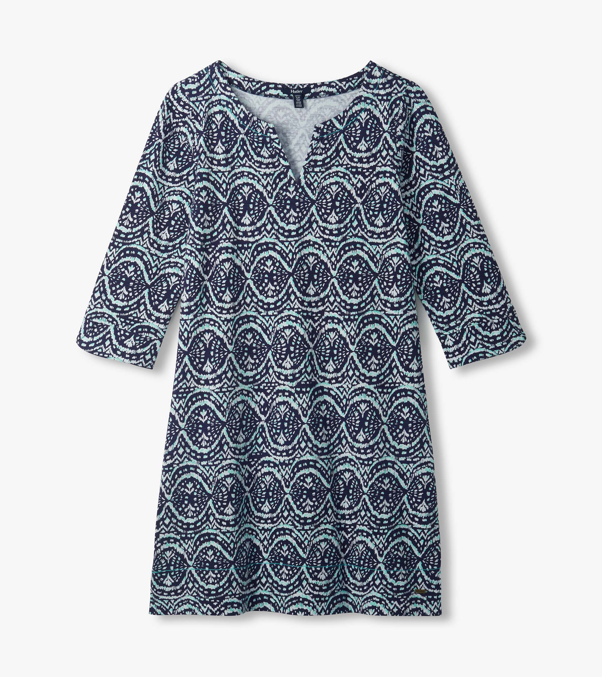 Lily Notch Neck Dress - Soft Ikat