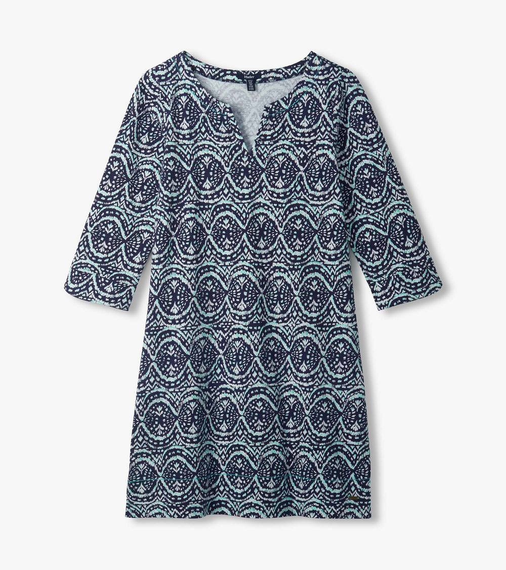 Lily Notch Neck Dress - Soft Ikat