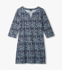 Lily Notch Neck Dress - Soft Ikat